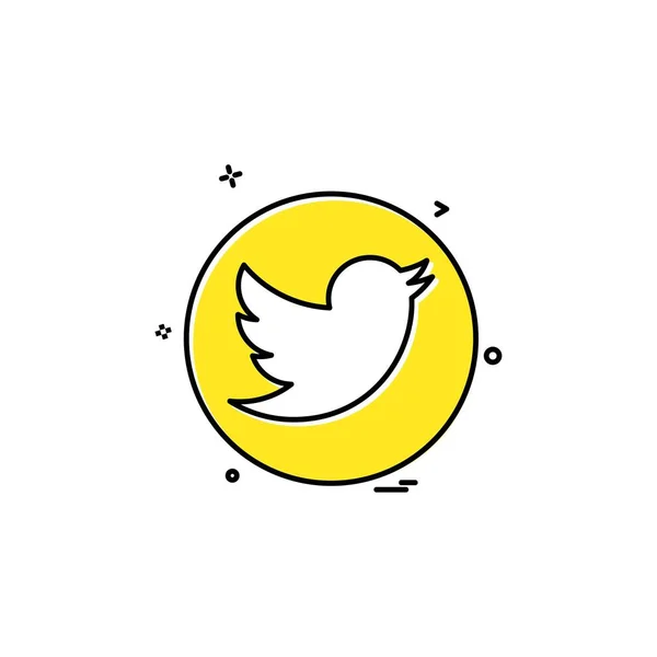 Réseau Média Social Twitter Icône Vectoriel Design — Image vectorielle