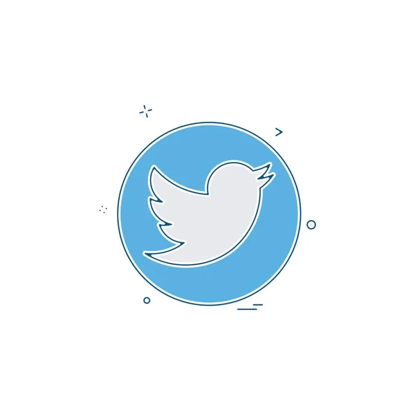 Réseau Média Social Twitter Icône Vectoriel Design — Image vectorielle