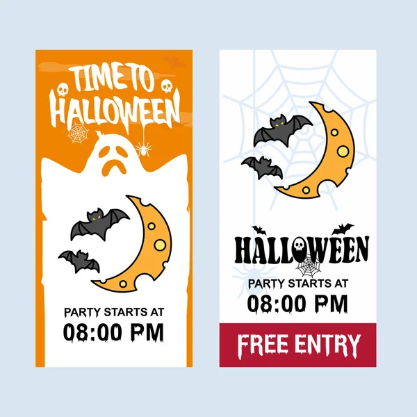 Happy Halloween Invitation Design Avec Illustration Vectorielle Lune — Image vectorielle