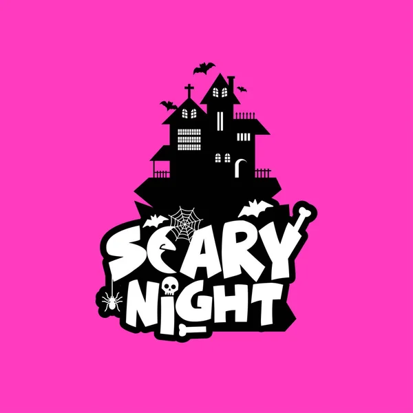 Design Noite Assustador Com Tipografia Ilustração Vetorial Halloween Imprimir Cartão — Vetor de Stock