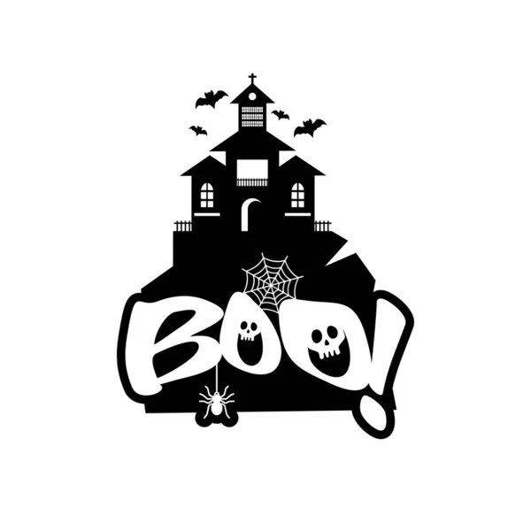 Boo Τυπογραφίας Εικονογράφηση Διάνυσμα Κάρτα Εκτύπωση Γιορτή Απόκριες — Διανυσματικό Αρχείο