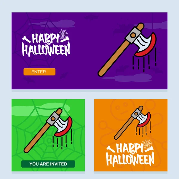 Feliz Halloween Invitación Diseño Con Ilustración Vector Hacha — Archivo Imágenes Vectoriales