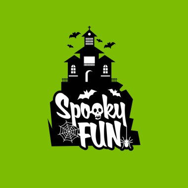 Ürkütücü eğlenceli Cadılar Bayramı kutlama kartları için tipografi tasarım, illüstrasyon vektör