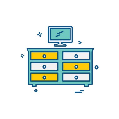Mobilya simgesi tasarım, renkli vektör çizim
