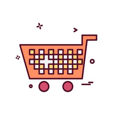 Sepeti simgesi tasarım, renkli vektör çizim