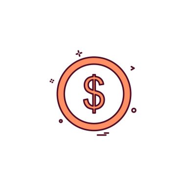 Para simgesi tasarım, renkli vektör çizim