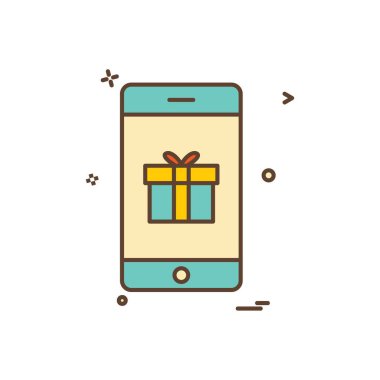Mobil hediye kutusu simge vektör tasarımı
