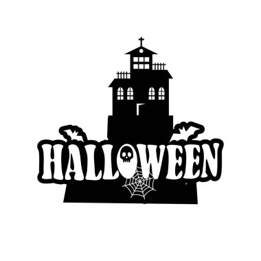 Cadılar Bayramı tipografi beyaz zemin üzerine, vektör çizim tasarım 