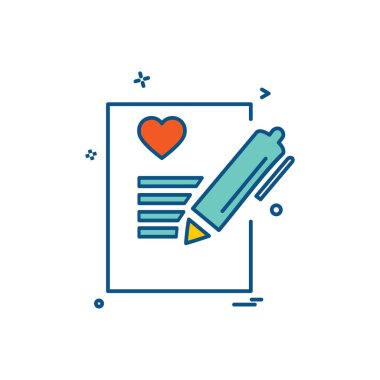 Sevgililer günü simgesi tasarım, renkli vektör çizim