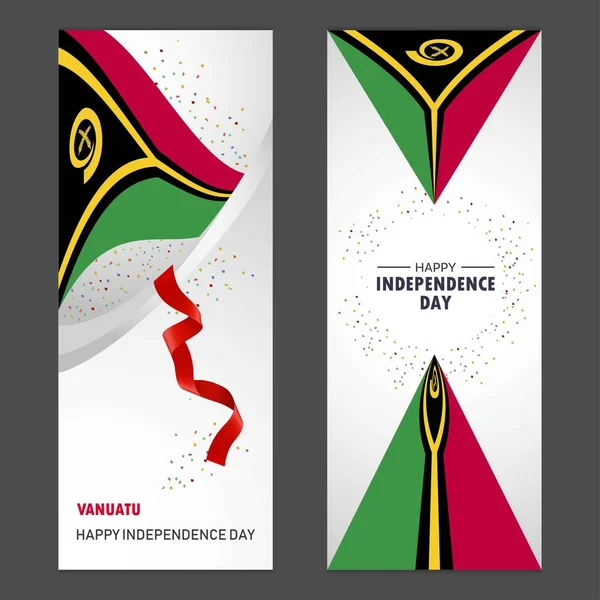Vanuatu Joyeuse Fête Indépendance Confettis Fond Vertical Banner Set — Image vectorielle