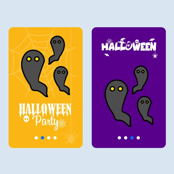 Happy Halloween Party Invitation Design Avec Fantôme Illustration Vectorielle Colorée — Image vectorielle