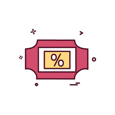 Bilet simgesi tasarım, renkli vektör çizim