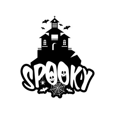 Ürkütücü eğlenceli Cadılar Bayramı kutlama kartları için tipografi tasarım, illüstrasyon vektör