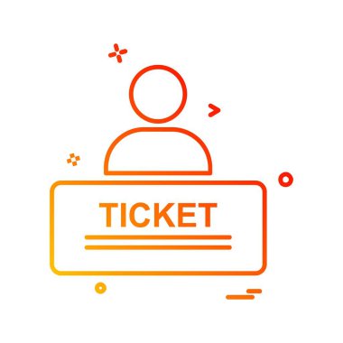 Bilet simgesi tasarım, renkli vektör çizim