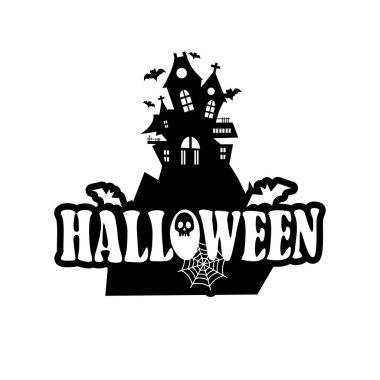 Cadılar Bayramı tipografi beyaz zemin üzerine, vektör çizim tasarım 