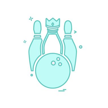 Bowling simgesi tasarım, renkli vektör çizim