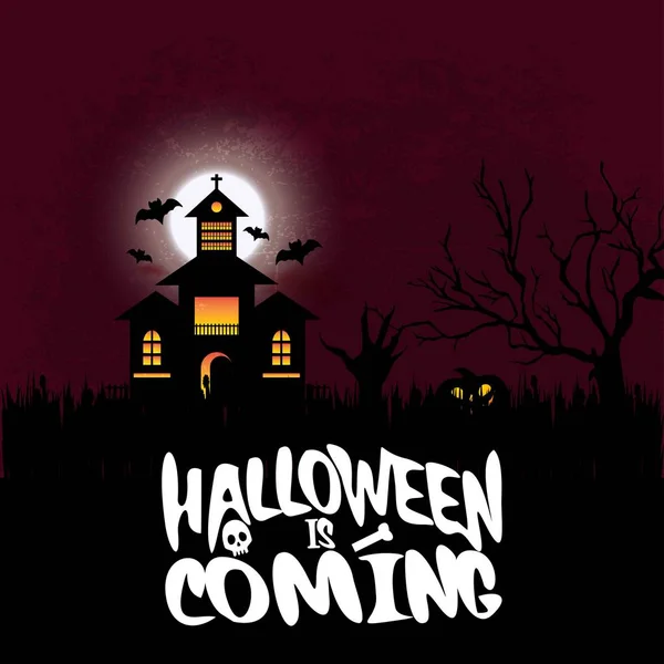 Halloween Arrive Typographie Avec Design Créatif — Image vectorielle