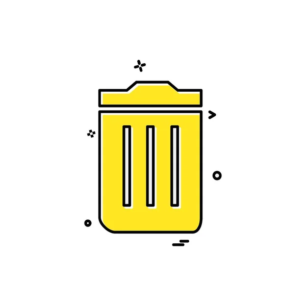 Trash Icon Design Bunte Vektorillustration — Stockvektor