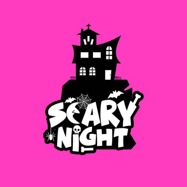 Korkunç gece tasarım tipografi ile. Cadılar Bayramı Yazdır ya da kutlama kartı vektör çizim