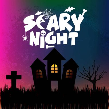 Korkunç Cadılar Bayramı gecesi tipografi tasarlamak vektör 