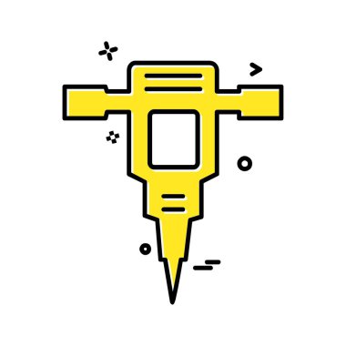 Çalışma araçlar simgesi tasarım, renkli vektör çizim 