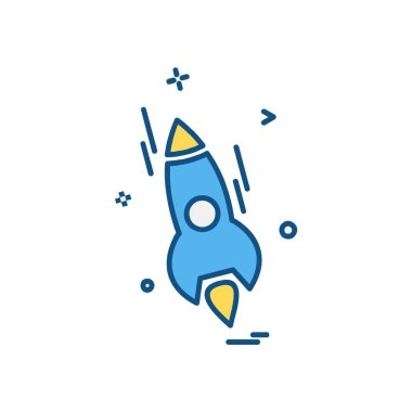 Roket simgesi tasarım, renkli vektör çizim