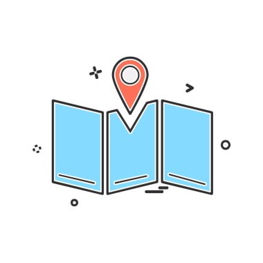 Gezinti simgesi tasarım, renkli vektör çizim