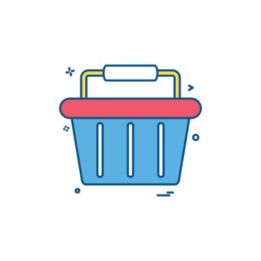 Sepet alışverişi sepeti, alışveriş sepeti, ikon vektör tasarımı.