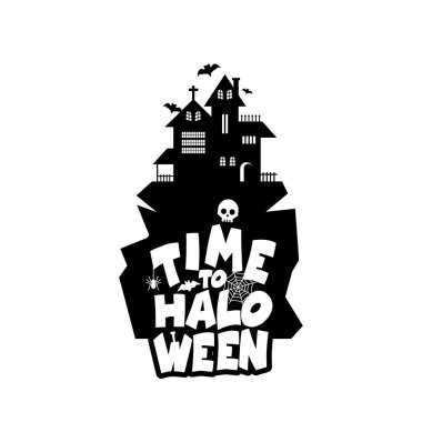 Cadılar Bayramı tasarım tipografi ile. Cadılar Bayramı Yazdır ya da kutlama kartı beyaz arka plan üzerinde vektör çizim