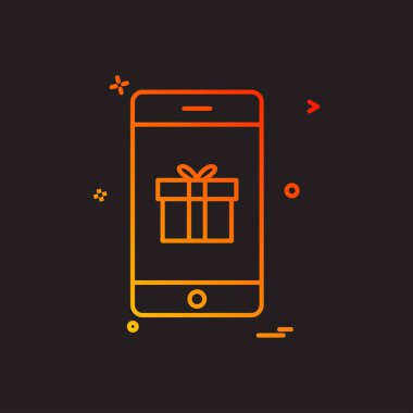 Mobil hediye kutusu simge vektör tasarımı
