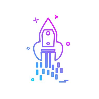 Roket simgesi tasarım, renkli vektör çizim