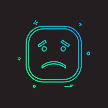 Üzgün emoji simgesi tasarım, renkli vektör çizim