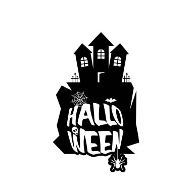 Cadılar Bayramı tasarım tipografi ile. Cadılar Bayramı Yazdır ya da kutlama kartı beyaz arka plan üzerinde vektör çizim