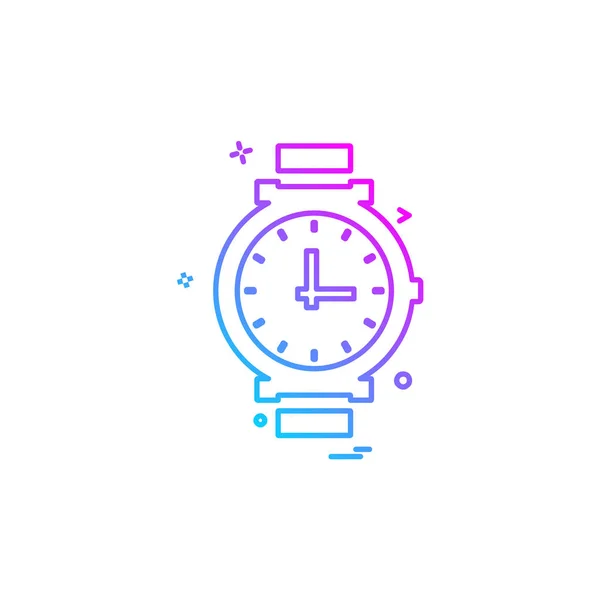 Saat Simgesi Tasarım Renkli Vektör Çizim — Stok Vektör