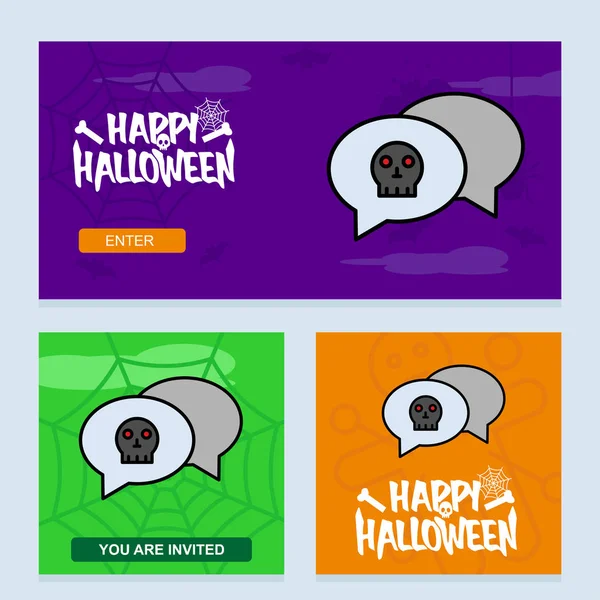 Feliz Halloween Diseño Invitación Con Vector Chat — Archivo Imágenes Vectoriales