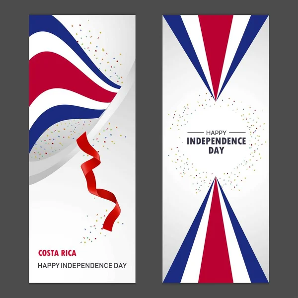 Costa Rica Joyeuse Fête Indépendance Confettis Fond Vertical Banner Set — Image vectorielle