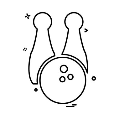 Bowling simgesi tasarım, renkli vektör çizim