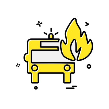 İtfaiye aracı simgesi tasarım vektörü