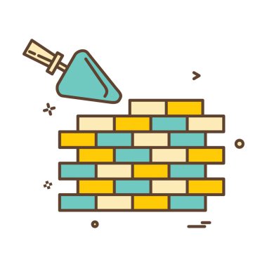 Tuğla gün emek duvar simge vektör tasarımı