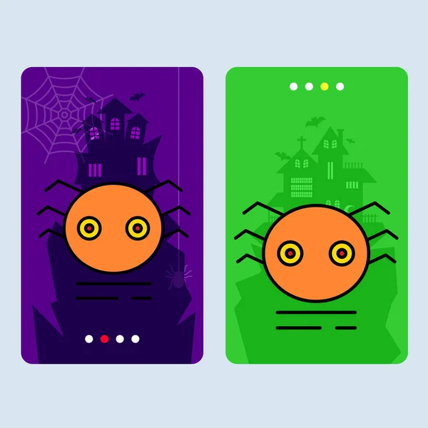 Happy Halloween Party Invitation Design Avec Araignée Illustration Vectorielle Colorée — Image vectorielle