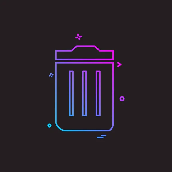 Trash Icon Design Bunte Vektorillustration — Stockvektor