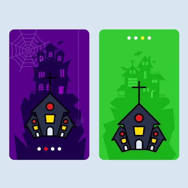 Happy Halloween Uitnodiging Ontwerp Met Gejaagd Huis Vector — Stockvector