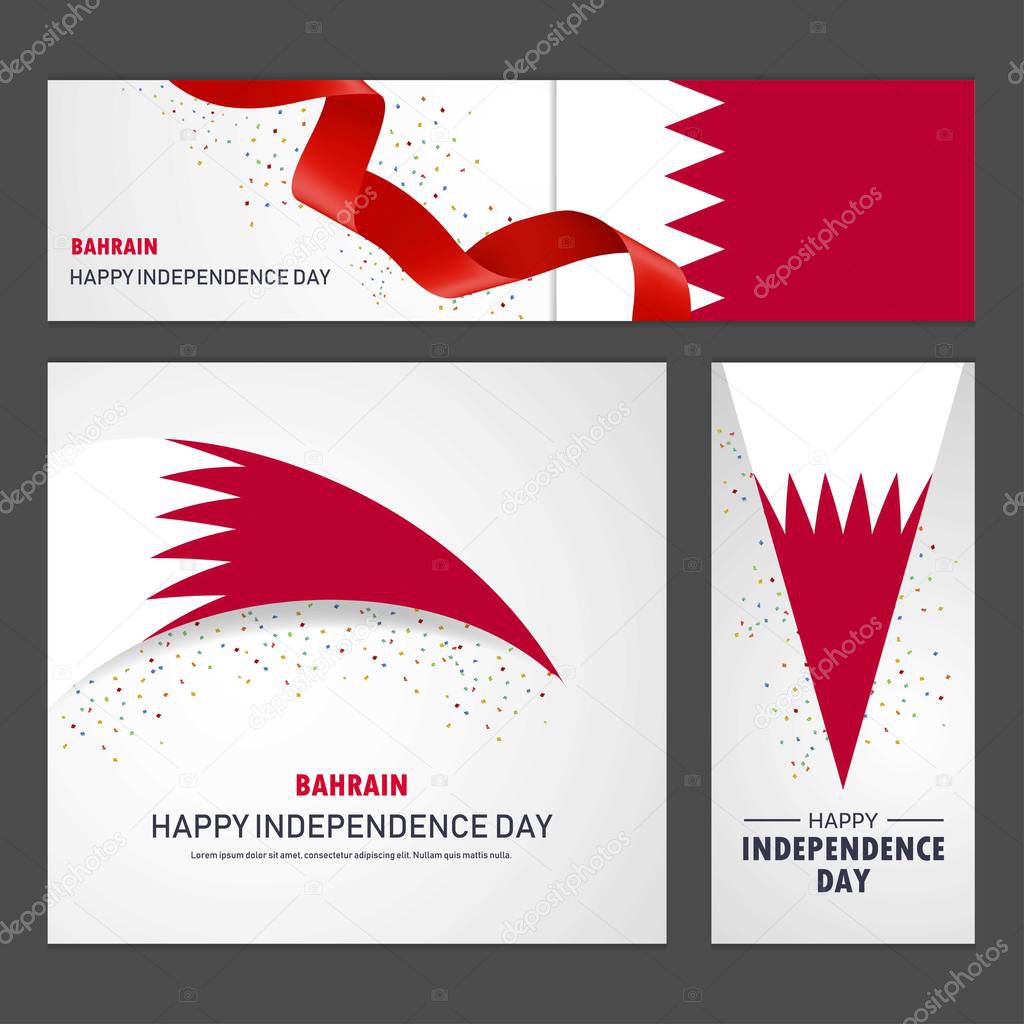 Happy Bahrain independence day Banner and Background Set