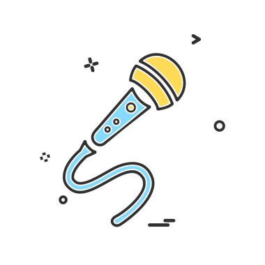 Mikrofon simgesi tasarım, renkli vektör çizim