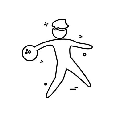 Bowling simgesi tasarım, renkli vektör çizim