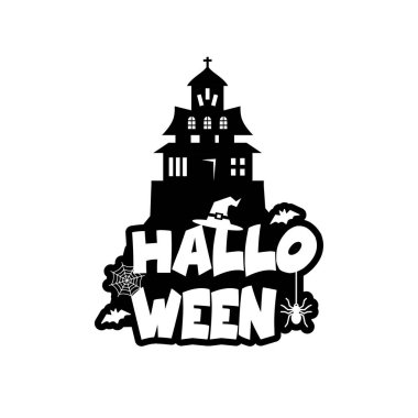 Cadılar Bayramı tasarım tipografi ile. Cadılar Bayramı Yazdır ya da kutlama kartı beyaz arka plan üzerinde vektör çizim