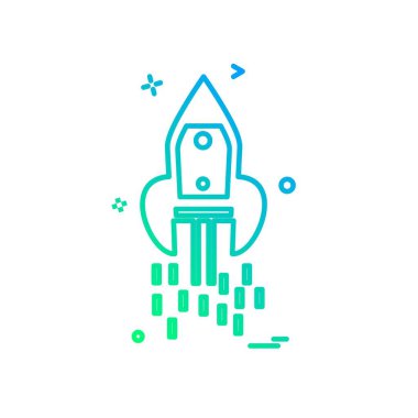 Roket simgesi tasarım, renkli vektör çizim