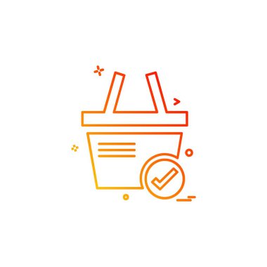 Sepeti simgesi tasarım, renkli vektör çizim