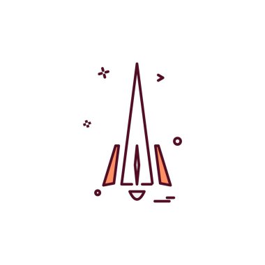 Roket simgesi tasarım, renkli vektör çizim