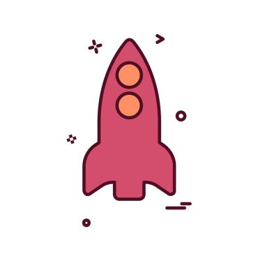 Roket simgesi tasarım, renkli vektör çizim
